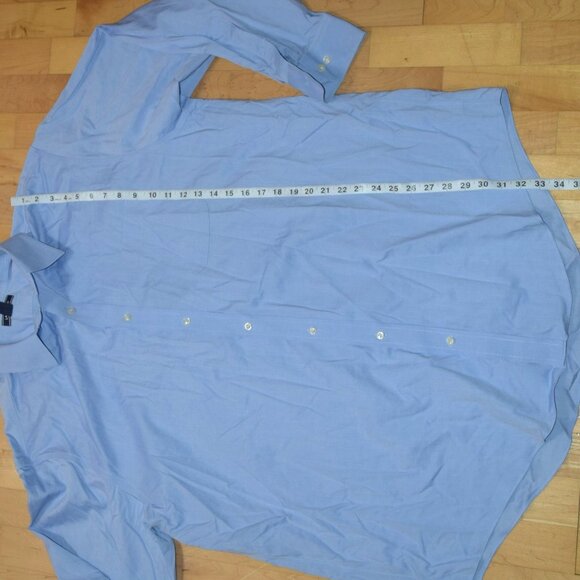 LANDS' END Men's 18.5 - 36T Traditional Fit No Iron Supima Pinpoint Dress Shirt - Picture 5 of 6